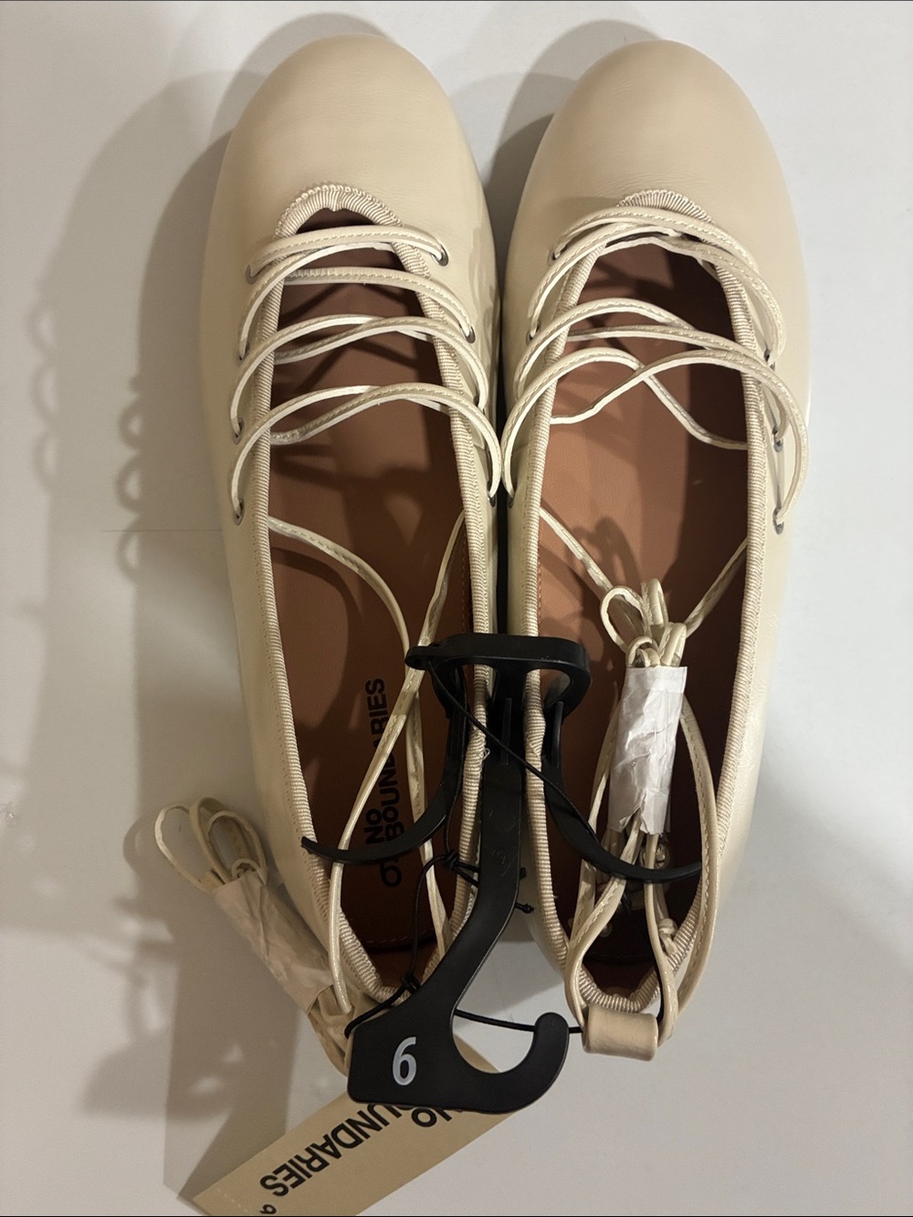 No Boundaries Ivory Lace-Up Ballet Flats